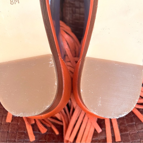 Michael Kors Leather & Ankle Strap & Fringe & Low Wedge Sandals - Picture 8 of 14